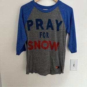 Aviator Nation Pray For Snow Women’s Baseball Tee, M